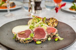 Yellowfin-sesame-crusted-tuna-with-fennel-and-wasabi-sauce