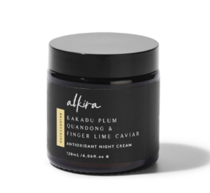 Our super charged antioxidant night cream is a luxurious, buttery cream enriched with wrinkle rewinders, complexion brighteners, elasticity enhancers, antioxidants and powerful plant actives.  A vitamin C and antioxidant rich Australian botanical complex of Kakadu Plum, Quandong and Finger Lime Caviar – transforms skin to reveal radiant, clear skin by delivering:  Naturally occurring high concentrations of nutrient available vitamin C for antioxidant protection and to increase radiance Citric acids to encourage skin rejuvenation, to help inhibit the appearance of pigmented spots and to unclog pores Potent plant derived antioxidants