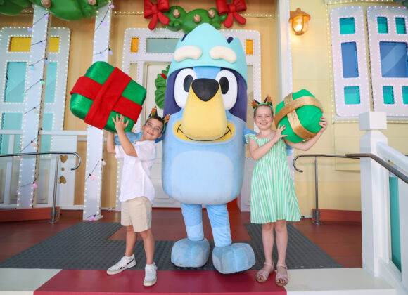 Samuel (7) and Ava Wallis (9) enjoying the Christmas fun at Blueys World.