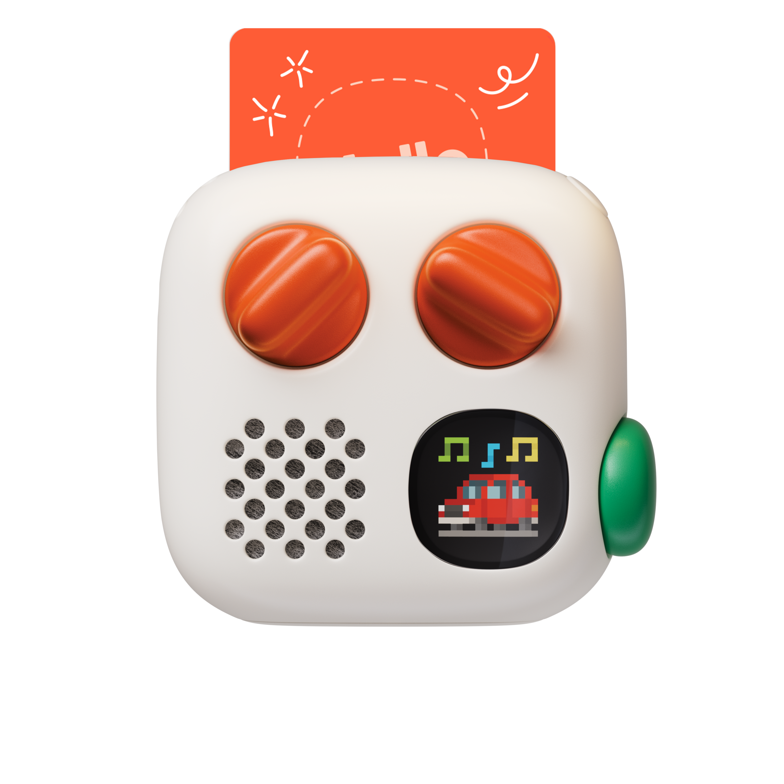 Yoto Mini 4th Gen in green with travel cards for children's road trips